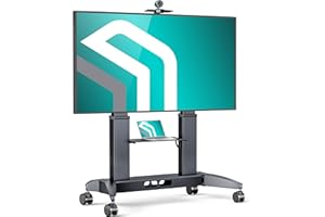 ONKRON Mobile TV Stand on Wheels for 70-110 Inch Screen up to 320 lbs, Heavy Duty TV Stand Adjustable Height max VESA 1000x600 Portable, Rolling TV Cart with Shelf & Aluminum Columns Black