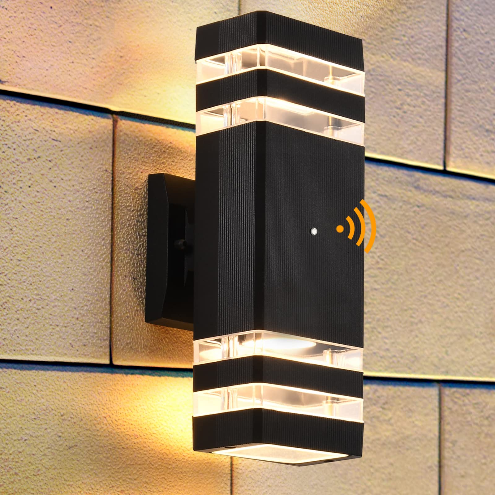 Photo 1 of DASTOR Dusk to Dawn Outdoor Wall Light, 3000K Warm White Up and Down Light Outdoor Wall Sconce, Square Aluminum Exterior Light Fixture for Porch Patio Garage