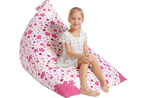 Aubliss Stuffed Animal Storage Bean Bag Chair Cover, 50"x 35" Extra Large Bean Bags for Kids & Adults, Beanbag Toy Storage for Boys Girls - Premium Cotton Canvas Bola