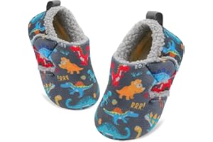 JOINFREE Toddler Slippers Boys Girls Adjustable House Shoes Barefoot Sock Shoes with Rubber Sole Baby Comfort Warm Indoor Outdoor Walking Shoe