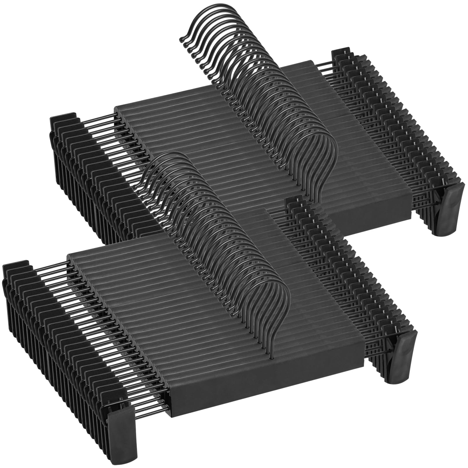 Photo 1 of NORTHERN BROTHERS Pants Hangers, Black 50 Pack with Clips for Pants, Skirts, and Shorts - Plastic Bulk Hangers