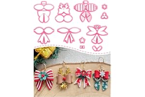 Keoker Christmas Bow Clay Cutters, 11 Shapes Christmas Polymer Clay Earring Cutters, Christmas Elk Polymer Clay Bow Cutter