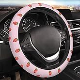 Pink Strawberry Steering Wheel Cover Neoprene Universal 15 Inches Car Steering Wheel Protector for Women Men