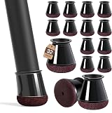 MUYOS 32 Pcs Small Chair Leg Floor Protectors Silicone with Felt Pads Black