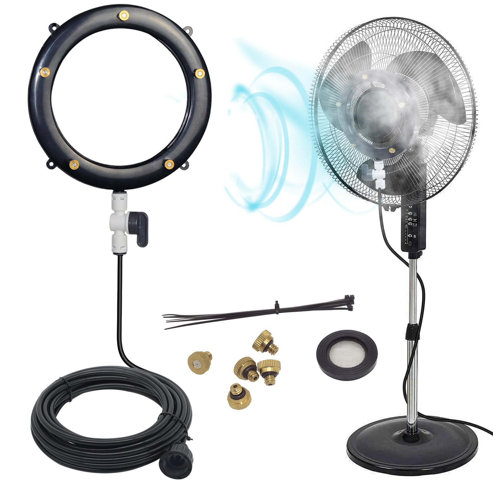 Photo 1 of Fan Misting Kit,Fit for Any Outdoor Fan.Fan Misters for Cooling Outdoor, Integrated Mister Ring for Outside with Water Valve, Misters for Outdoor Fan. Durable, Seamless Fan Mister not Easy to Leak.