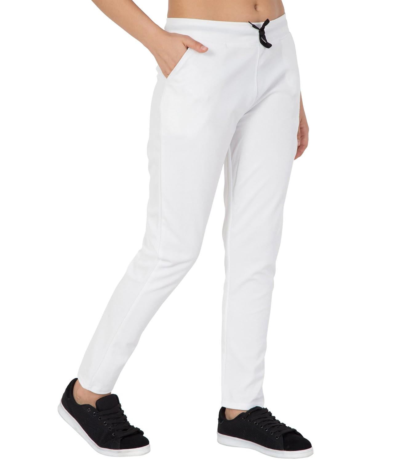 american-elm women's white solid pattern trackpant