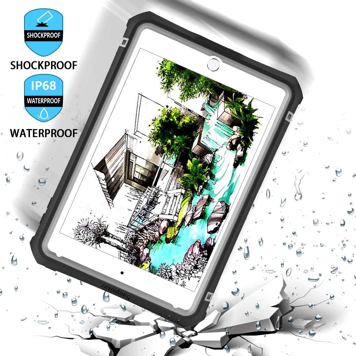 iPad Pro 11 Inch Waterproof Case(2018 Release), Underwater Full-Body Sealed Waterproof Shockproof Rugged Kickstand Protective Cover with Support Pencil Charging for iPad Pro 11 (Black_1)