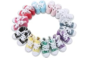 10 Pairs 1 3 Doll Canvas Shoes 3.0 Inches Long Assorted Colors Anti Slip Doll Plimsolls for Doll Doll Shoes Include Boots Lea