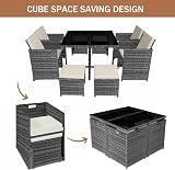Panana 8 Seater Rattan Garden Dining Set with Table Chairs Stools view 6