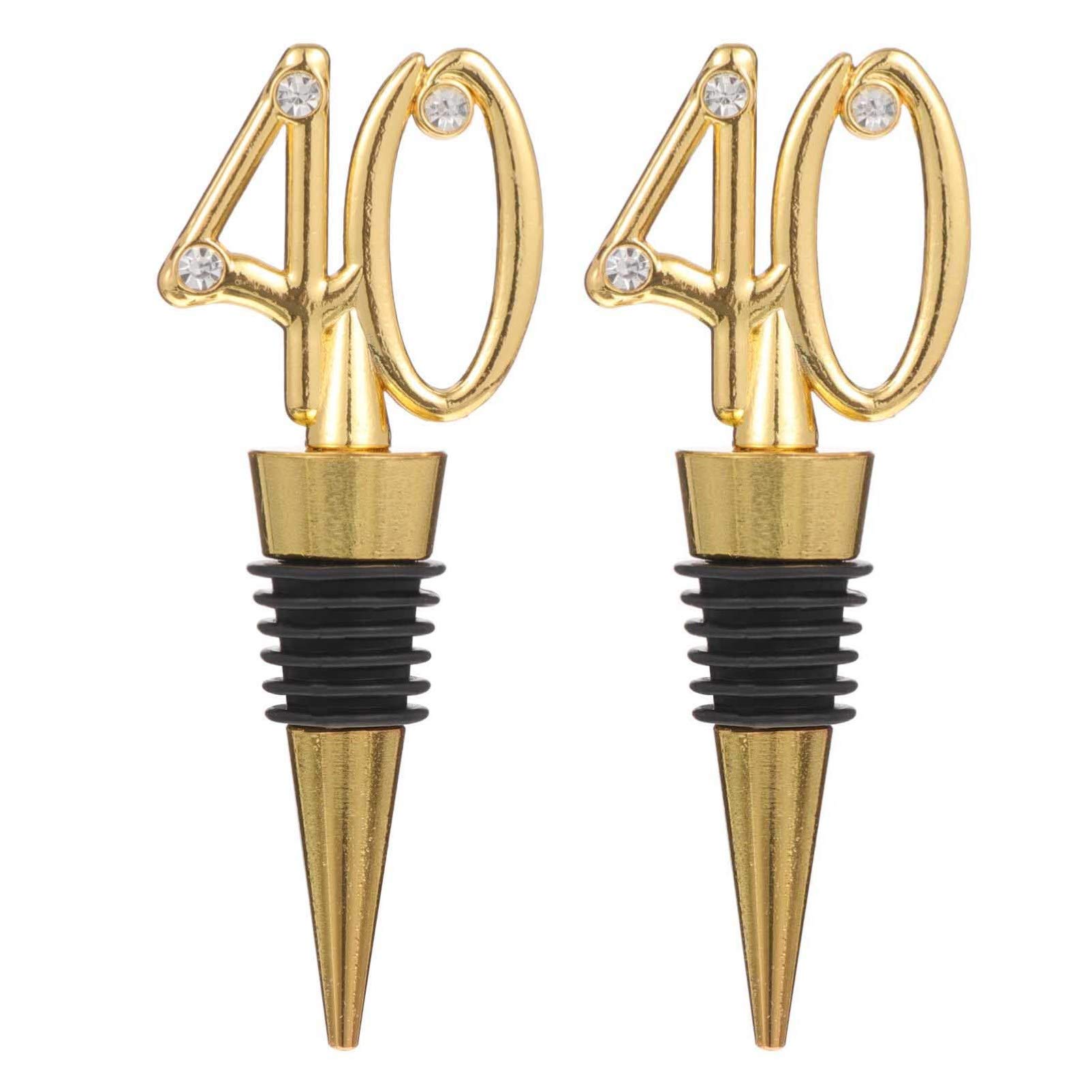 2pcs Wine Stoppers 40th Wedding Anniversary Wine Stoppers Beverage Bottle Stoppers 40th Birthday Party Favors for Home Party Gifts Golden