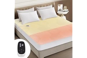 Caperia Twin XL Waterproof Heated Mattress Pad, 9 Heat Settings, Auto Off, Machine Washable, White, 39" x 80" x 17.3" Deep Pocket, Multi-Zone, Smart Digital Control, 5-Year Warranty