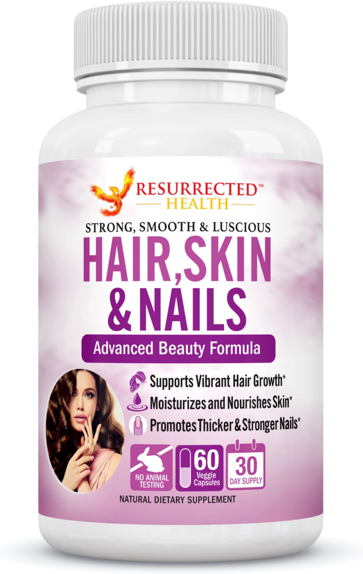 Hair Skin and Nail Vitamins for Women - Premium Hair Growth Formula - Promotes Glowing Skin, Longer Hair and Stronger Nails - High Potency Beauty Supplement with Vitamin E, Bamboo Extract & Biotin