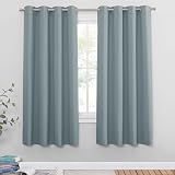 PONY DANCE Eyelet Greyish Blue Curtains 2 Panels 46x72 Sun Blocking view 2