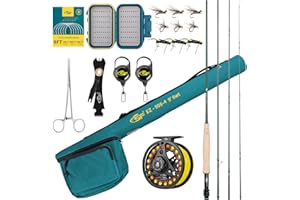 SF Fly Fishing Rod Combo Starter Kit 4Piece 3wt 7.6', 4wt 8', 5/6/7/8wt 9' Emerald Green 24T Carbon Fiber with case, Pre-Spoo