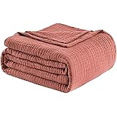 LAST MODA Muslin Blanket 100% Cotton Blanket Throw 50”x65”, Lightweight Breathable Summer Blanket Throw. Supersoft 4-Layer Gauze Throw Blanket for Sofa, Couch, Bed, All-Season Use, Copper Brown