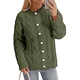 Saodimallsu Womens Cable Knit Cardigan Sweaters Long Sleeve Button Down Crewneck Casual Loose Fall Sweater Coats