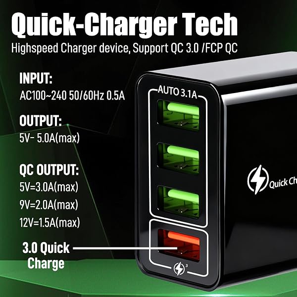 PRO PHONE CHARGER, PRO CHARGER, 4-PORT WALL WITH INTELLIGENT TEMPERATURE CONTROL,TRAVEL FAST CHARGING,WALL CHARGE FOR TRAVEL & HOME,UNIVERSAL COMPATIBILITY FOR ALL PHONES (2 PCS)