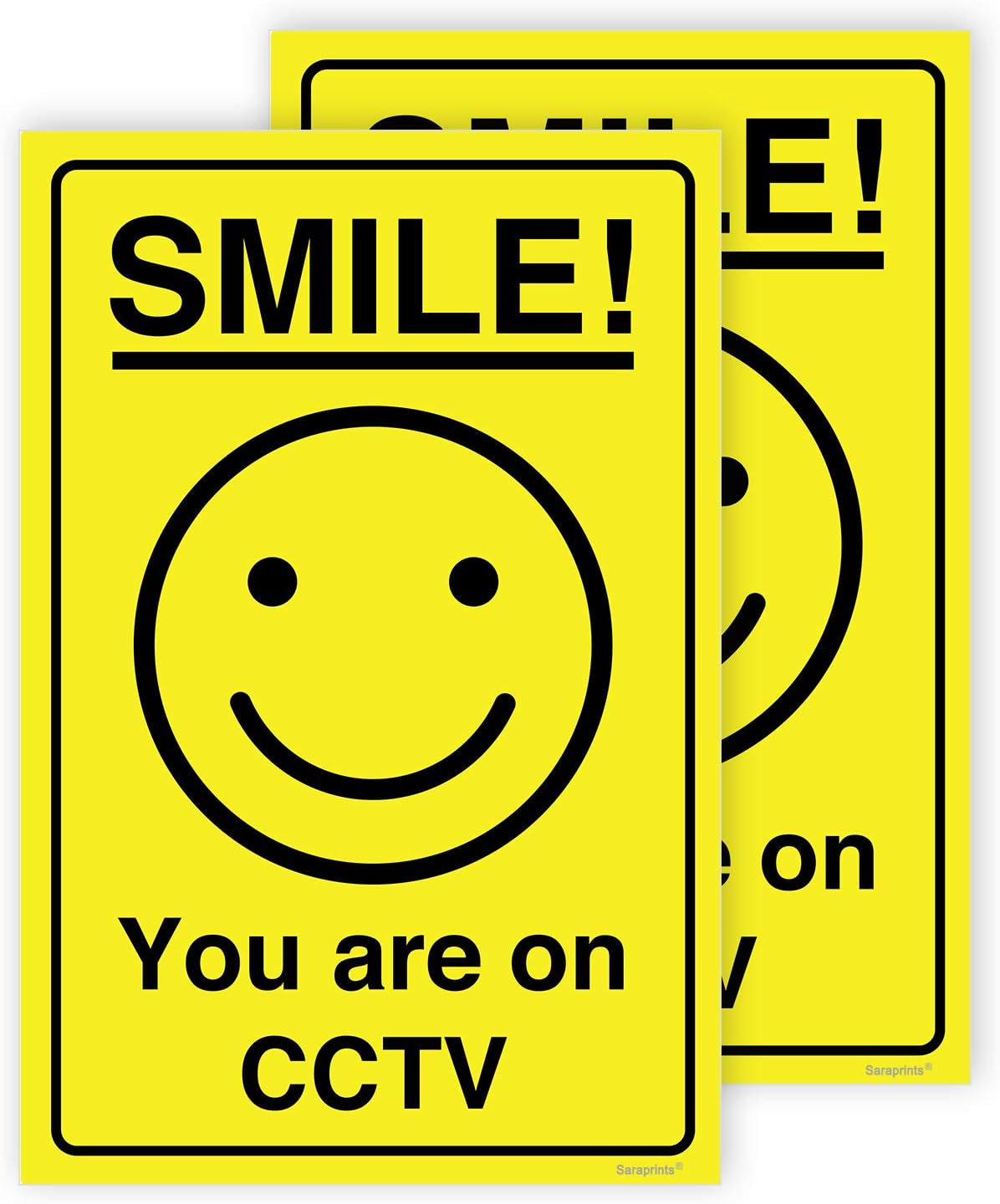 Pack of 2 CCTV Stickers (150 X 100 mm) Waterproof CCTV Sign Self Adhesive CCTV Signs Stickers for Private Property Sara Prints®