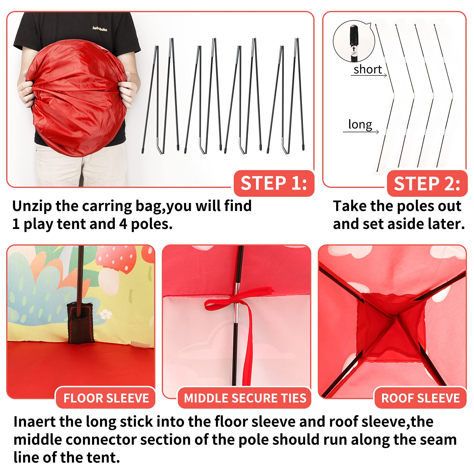 Mushroom Kids Play Tent Space Themed Indoor Play Children House for Boys and Girls (Mushroom)