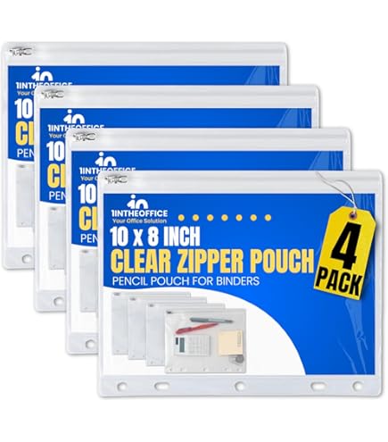 Lincia 100 Pack Clear Pencil Pouch For 3 Ring Binder Pencil Case With Metal Zipper 3