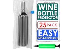Innovative Haus Pack of 25 Wine Bottle Travel Protector Bags with Free Pump - Inflatable Wine Bags for Travel - Transportation of Glass Bottles for Airplane - Packaging Shipping Sleeves