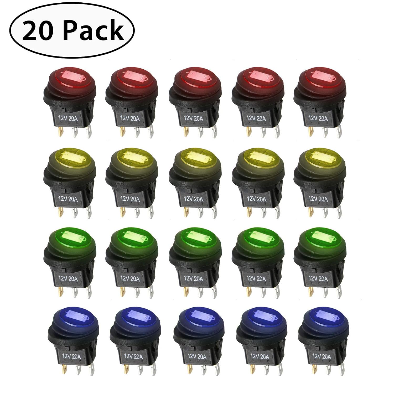 日本限定モデル エレキ ボート Led トラック Led Rv オンオフ 個 ブルー グリーン イエロー レッド Linkstyle amp B07j9z3hr1 トグルスイッチ オン オフ ライト付きラウンドロッカー 車 12v コントロール マリンロッカースイッチ 防水 限定製作 Www Aiq