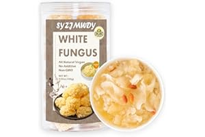 SYZJMWDY Dried White Snow Fungus Mushroom, 100g/3.53oz Whole White Wood Ear Mushroom, Rootless Gluten-Free No Additive Tremella Fuciformis Mushroom, for Cooking Tremella Fuciformis Mushroom Soup.