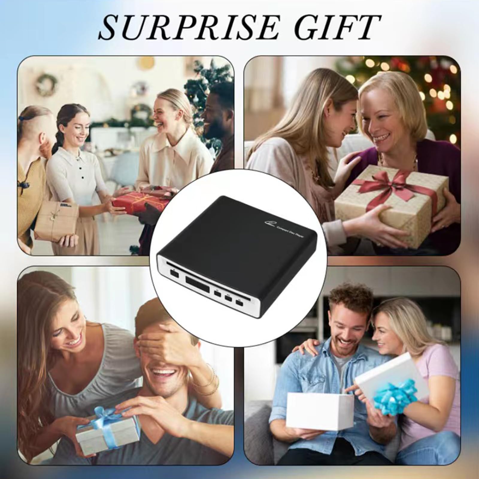 [Updated New Version] FLWLKEJI External Universal Car CD Player Vehicle CD Player,Portable CD Player for Car/TV/Laptop with USB or Type-C Port AUX Port Plug&Play and FM Transmitter Play CDs