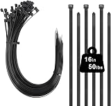 Yaluzibi 16 inch Cable Ties 100 Pack 400mm x 4.8mm Black 50lbs UV view 1