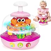 RIANEAN Baby Toys 6-12 Months, Musical Aquarium Infant Toys for 7 8 9 10 11 Months, Early Learning Educational Toy with Sound, Press Glow Spin for Cause and Effect, Christmas Birthday Gifts for Girls