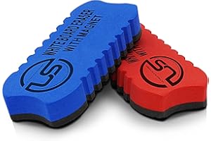 ULTIMATE STATIONERY Dry Erase Eraser, Magnetic Whiteboard Eraser 2 Pack White Board Erasers, Dry Eraser for Whiteboard, Chalkboard and Glass, Dry Erase Erasers (Colors May Vary)