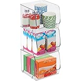 iDesign Stackable Open-Front Storage Bins for Kitchen and Pantry Organization - Set of 3 - Clear