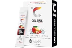 CELSIUS On The Go Strawberry Mango, Sugar Free Energy Drink Mix (14 Sticks per Pack)