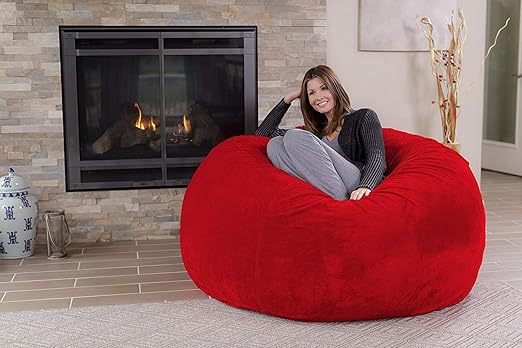 Mollismoons Red Fur Bean Bag XXXL Size Cover without Beans