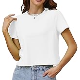 Gemgru Cotton T Shirts for Women Loose Fit Casual Crewneck Basic Tee Tshirts Short Sleeve Crop Workout Tops