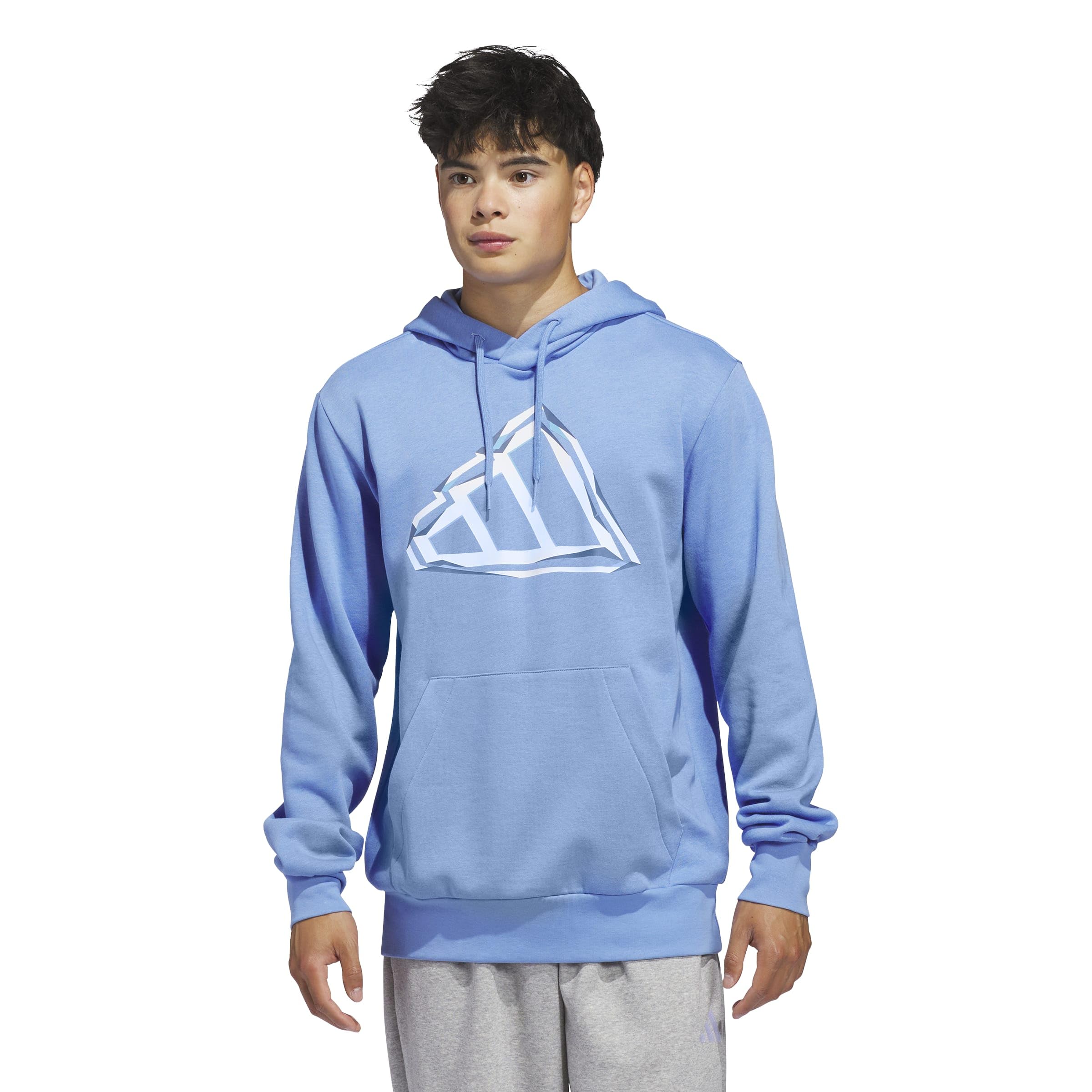 adidas Men's Big Logo Graphic Hoodie, Blue Fusion/White, Medium Image