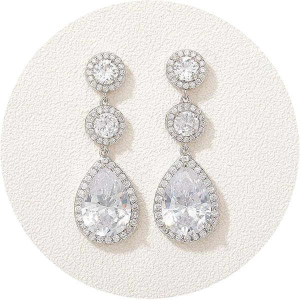 Blue Zirconia Dangle Drop Earrings - 925 Silver Plated Fashion Jewelry For Women
