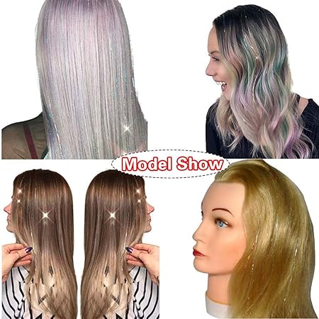 3pcs haar lametta rose rot haarlametta 300 strahnen haar tinsel extensions party highlights glitzer hair tinsel glitter haar verlangerungen
