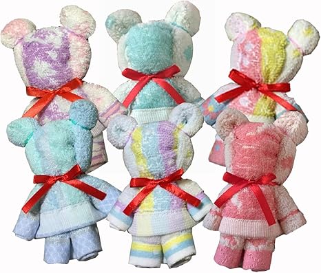 Amazon Minimumkobe ミニマム神戸 タオル ハンドタオル ギフト プチギフト 柄おまかせ くま 6個 セット 可愛い お返し 6個セット パステルカラー タオルセット ホーム キッチン オンライン通販