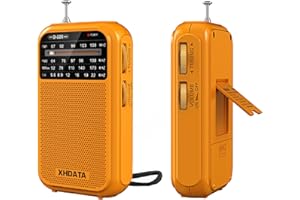 XHDATA D220 Portable Radio AM FM SW Shortwave Receiver Pocket Radios, 2AA Battery Operated Transistor Radio with Excellent Reception for Gift, Family, Elder (Orange)