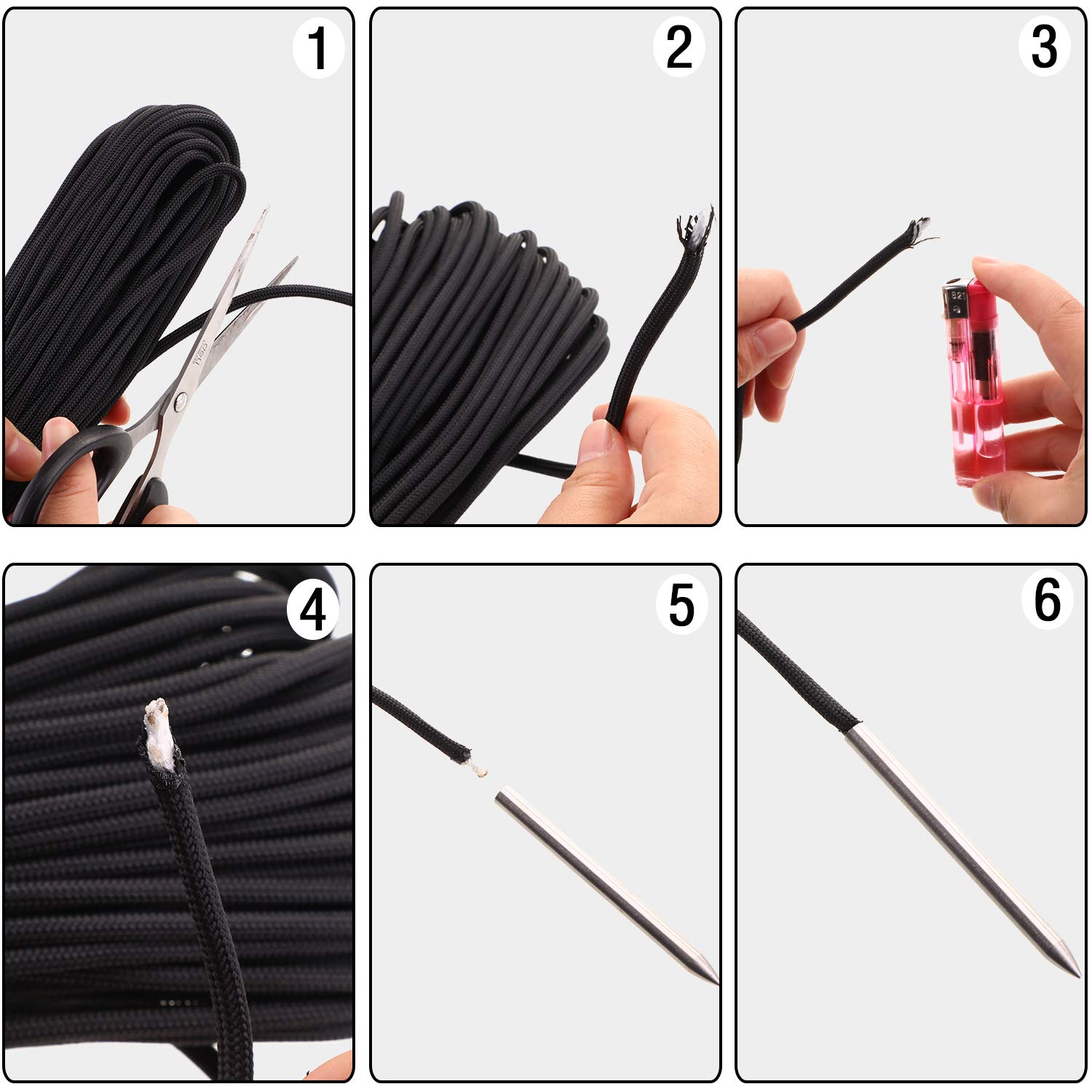 BBTO 6 Pieces Paracord Stitching Set 6 Sizes Paracord FID Lacing Stitching Needles Smoothing Tool Lacing Leathercraft Needle Silvery