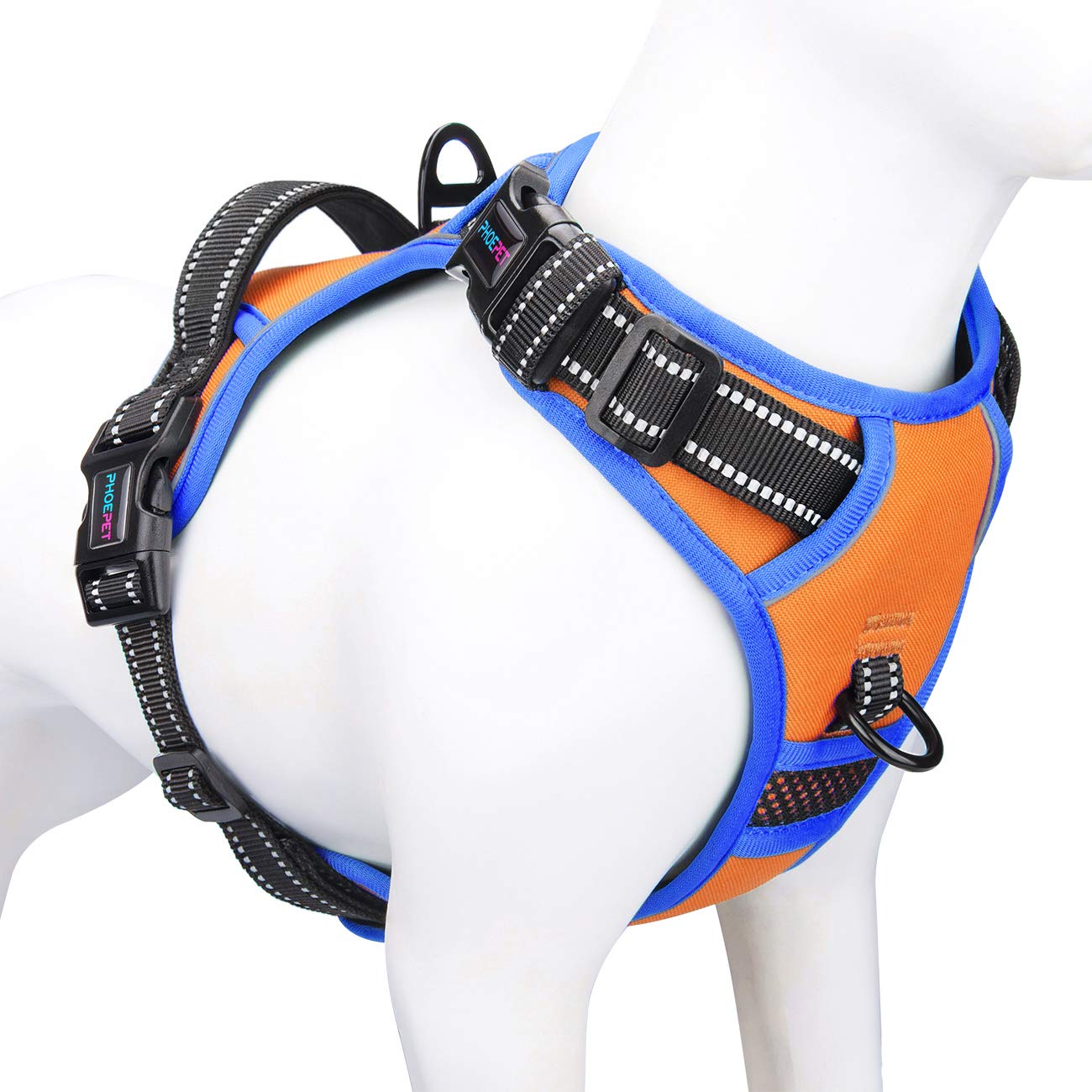 Photo 1 of PHOEPET 2019 No Pull Dog Harnesses for Small Dogs Reflective Adjustable Front Clip Vest with Handle 2 Metal Rings 3 Buckles [Easy to Put on & Take Off](S, Orange)