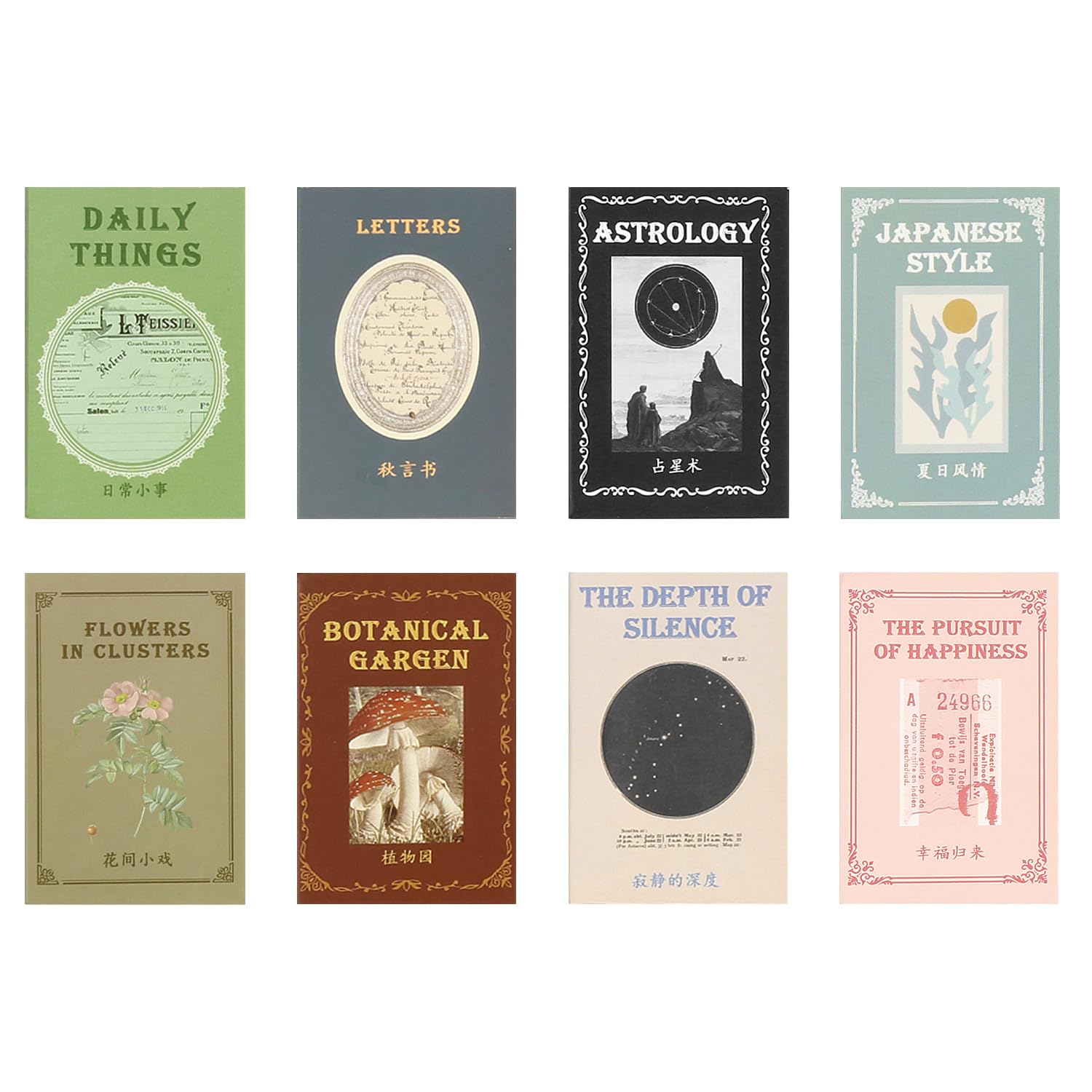 Rumyve 400pcs Aesthetic Scrapbook Accessories - 8 Styles Vintage Stickers,Vintage Scrapbooking Supplies for DIY Arts Crafts