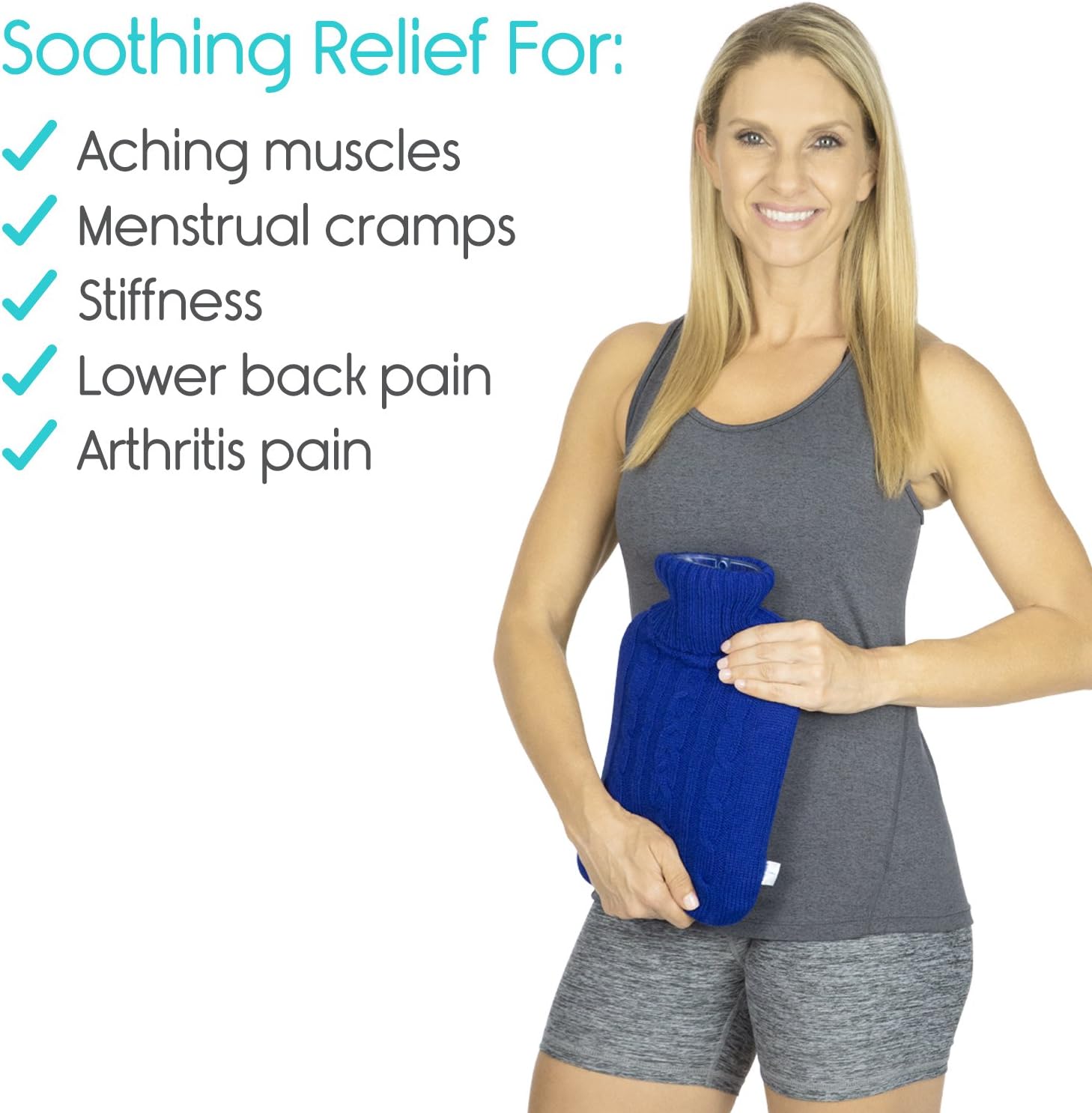 Arctic Flex Hot Water Bottle (XL 2 Liter) - Heat Up Rubber Cold Pack - Cramp Compress with Cover - Portable, Reusable, Reheatable and Transparent Ice Bag - Therapy Heating Pad - Warming Pain Relief: Health & Personal Care