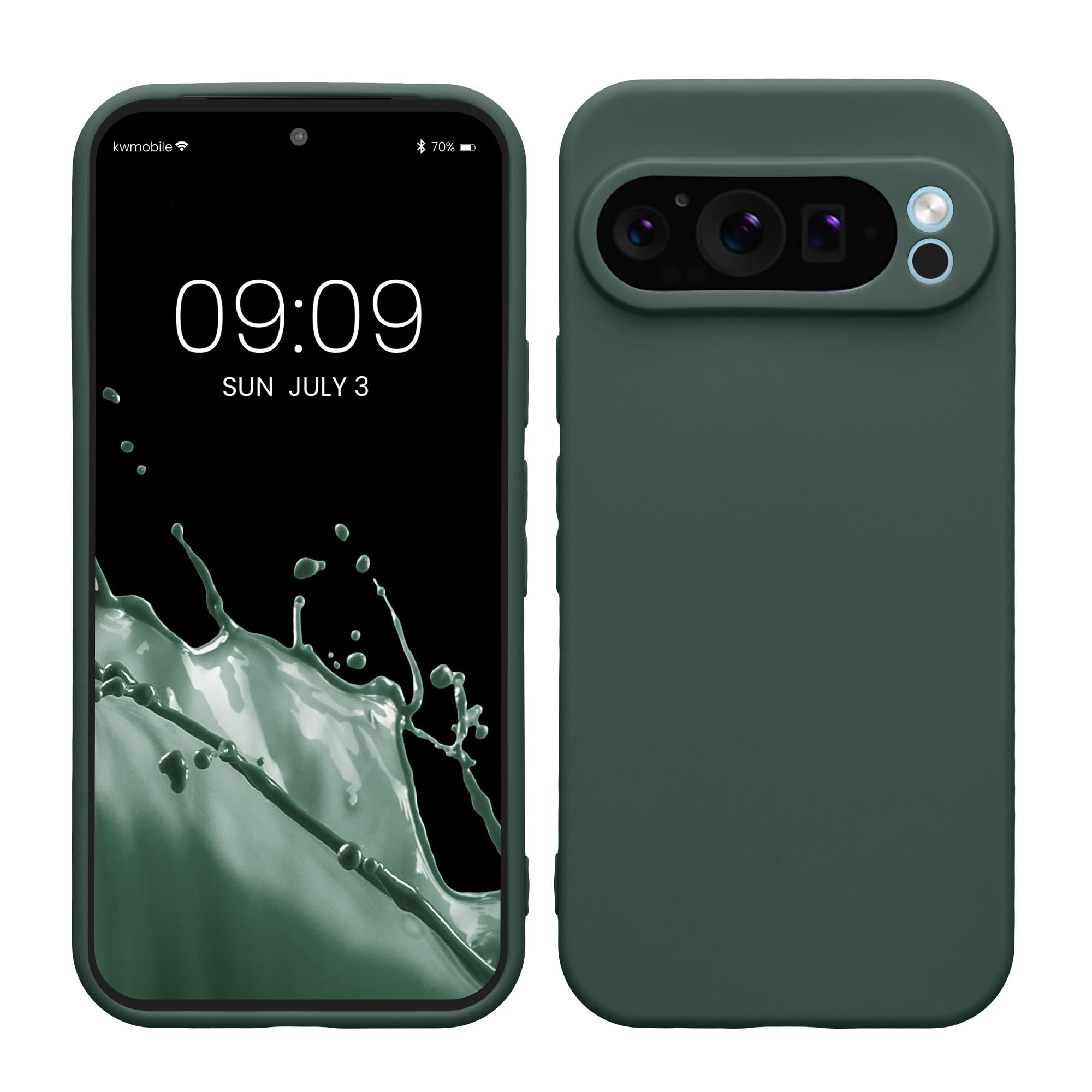 kwmobile Case for Google Pixel 9 Pro Case - Protective Slim TPU Phone Cover - Soft Matte Finish - Moss Green