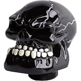 TSudoku Skull Shift Knob Resin Skeleton Head Gear Knob Cool Style Shifting Stick Handle Fit Most Manual Automatic Car Tuck Vehicle, TA40A, Black