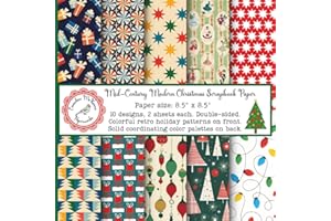 Mid-Century Modern Retro Christmas Scrapbook Paper: Vintage Holiday Craft Pad, 1950's and 1960's Aesthetic, Double Sided for Papercrafts (Junk ... Invitations, Cardmaking, Gift Decorating)