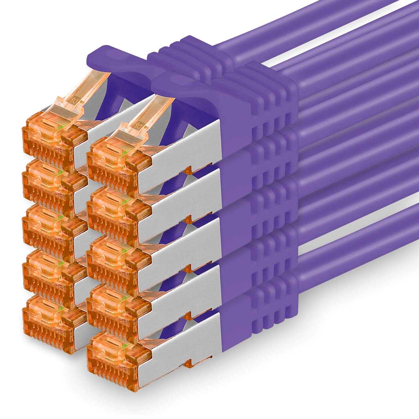 1aTTack.de 10 x 1.5 m Purple - Cat7 Cat 7 Ethernet Network Cable 10 GB/s SFTP - RJ45 Ethernet LAN DSL Router Modem