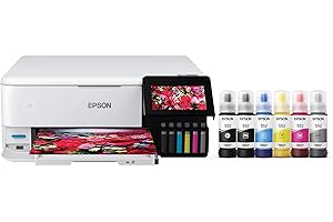 Epson Ecotank Photo ET-8500 Wireless All-in-one Supertank Printer with Scanner, Copier, Ethernet and 4.3-inch Touchscreen, Co