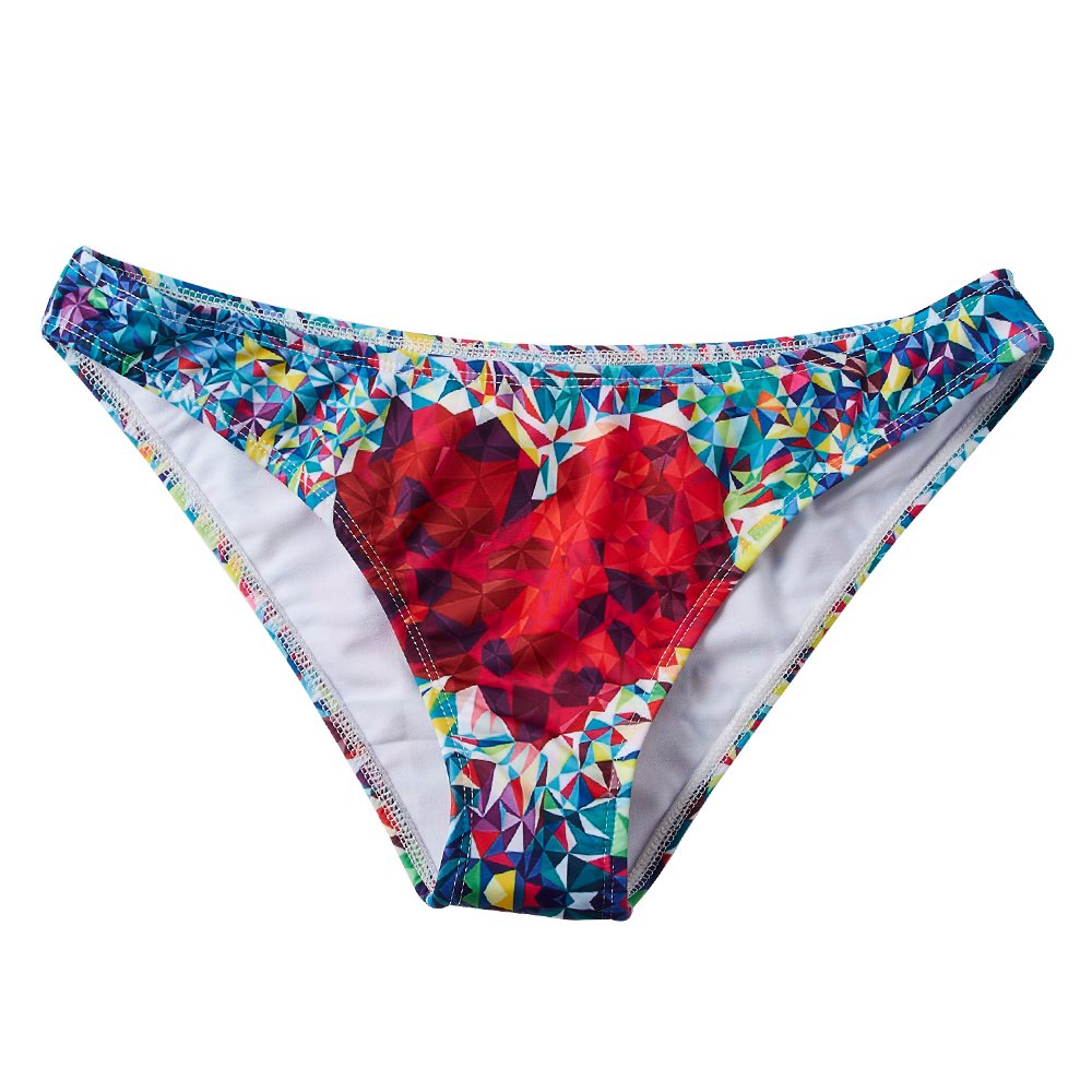 TUONROAD Women’s 2 Pcs Triangle Padding Bra Top High Leg Cut Bottoms Sexy Thong Bikini Set 3D Printed Push up Halter Swimwear Bikini Beachwear Bandage Bathing Suit Red-Heart X-Large